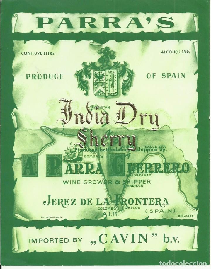 Etiquetas antiguas: Etiqueta Vino.A.Parra Guerrero.Jerez.