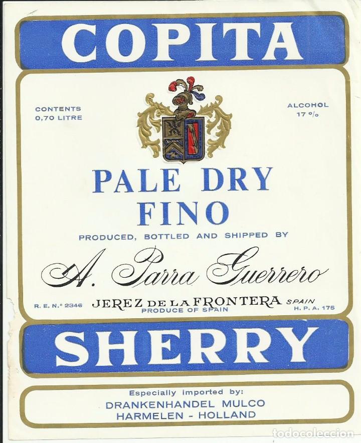Etiquetas antiguas: Etiqueta Vino.A. Parra Guerrero.Jerez.