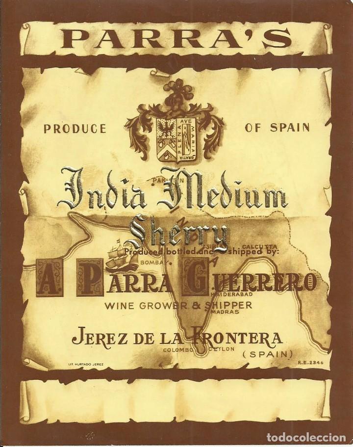 Etiquetas antiguas: Etiqueta Vino.A. Parra Guerrero.Jerez.