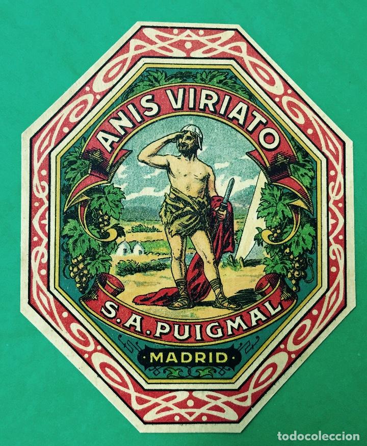Etichette antiche: Rara etiqueta de Anis Viriato - S.A. Puigmal - Madrid
