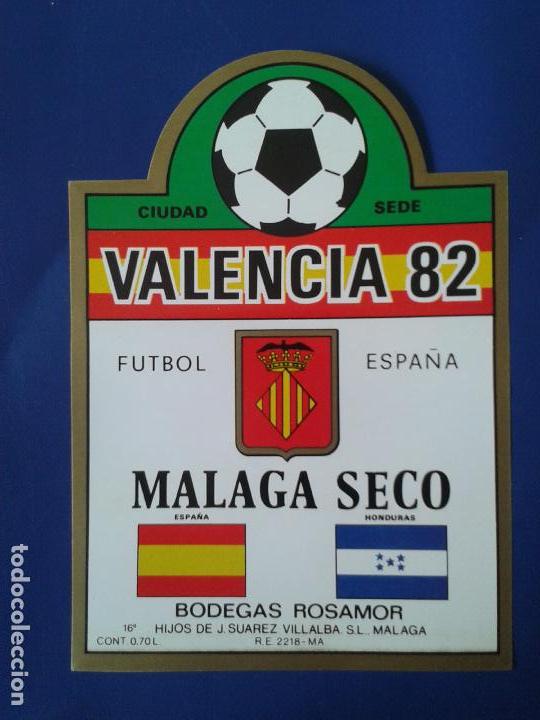 Etiquetas antiguas: ETIQUETA DE VINO MALAGA DULCE ESPA&Ntilde;A 82 MUNDIAL 1982 BODEGAS ROSAMOR CIUDAD SEDE - VALENCIA