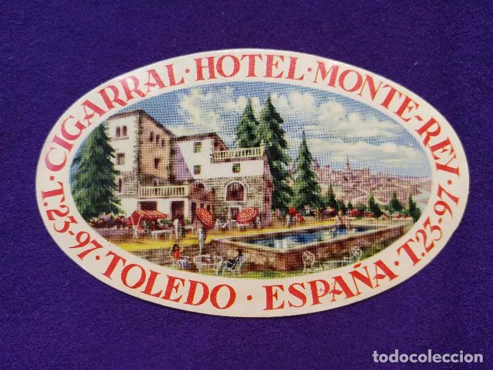 Etiquetas antiguas: ANTIGUA ETIQUETA DEL HOTEL MONTE-REY. CIGARRAL. TOLEDO. (ESPA&Ntilde;A). A&Ntilde;OS 40-50. HOTEL.