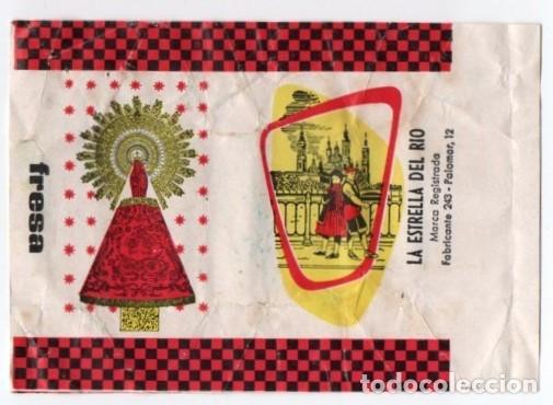 Etiquetas antigas: ENVOLTORIO DE ADOQUIN CARAMELO TIPICO ARAGONES LA ESTRELLA DEL RIO SABOR FRESA