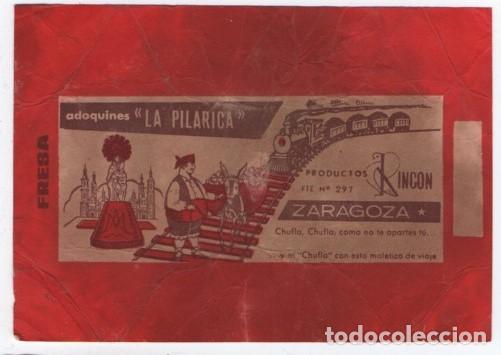 Etiquetas antigas: ENVOLTORIO DE ADOQUIN CARAMELO TIPICO ARAGONES ADOQUINES LA PILARICA RINCON SABOR FRESA