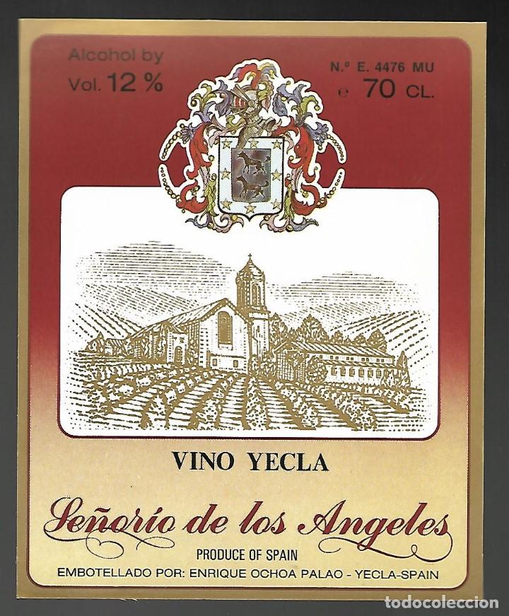 Etiquetas antiguas: ETIQUETA VINO YECLA SE&Ntilde;ORIO DE LOS ANGELES, ENRIQUE OCHOA PALAO, A&Ntilde;OS 80. SIN PEGAR, IMPECABLE.