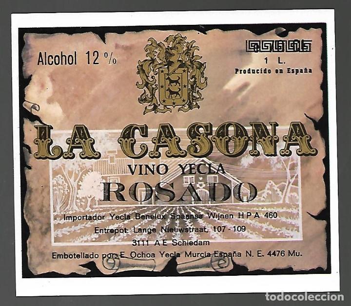 Etiquetas antiguas: ETIQUETA LA CASONA, VINO YECLA ROSADO. A&Ntilde;OS 80. SIN PEGAR, IMPECABLE.