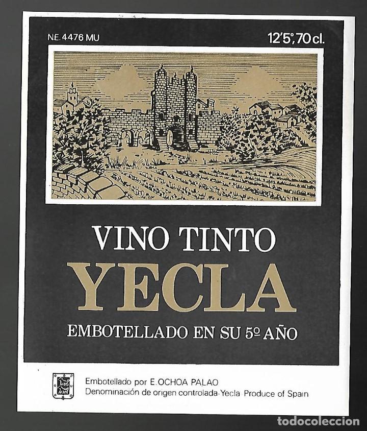 Etiquetas antiguas: ETIQUETA VINO TINTO YECLA 5&ordm; A&Ntilde;O. A&Ntilde;OS 80. SIN PEGAR, IMPECABLE.