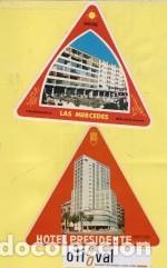 Etiquetas antiguas: ETIQUETA HOTEL PRESIDENTE B. LAS MERCEDES MA. CONOZCO CINCO VARIANTES DE ESTE FORMATO EHES 6