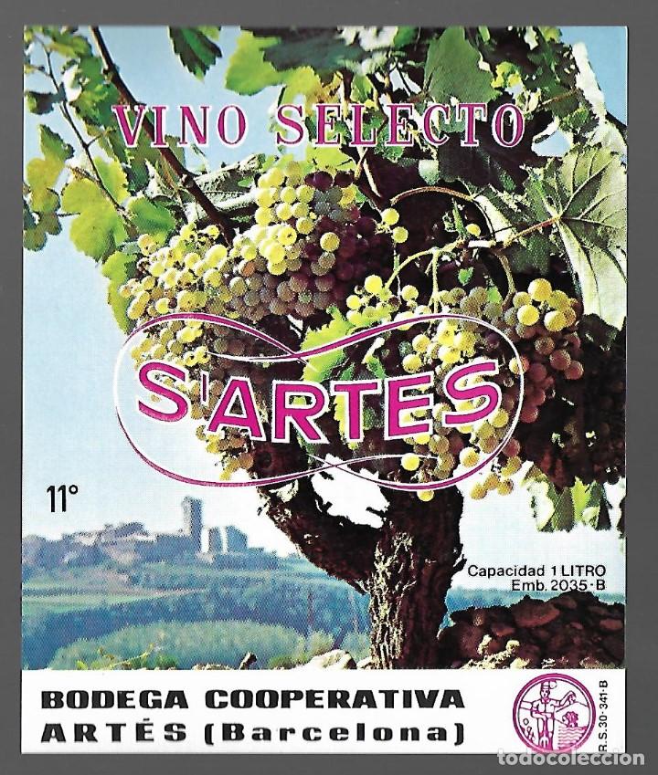 Etiquetas antiguas: ETIQUETA DE VINO SELECTO S'ARTES. BODEGA COOPERATIVA ARTES, BARCELONA. SIN PEGAR. IMPECABLE. A&Ntilde;OS 80