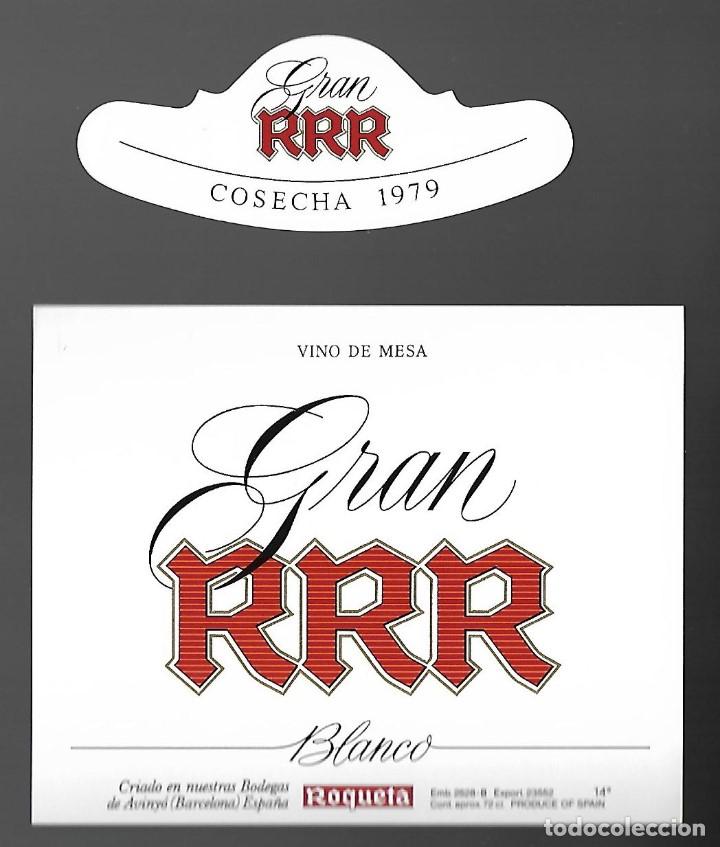 Etiquetas antiguas: ETIQUETA Y COLLARIN VINO GRAN RRR BLANCO COSECHA 1979 DE ROQUETA. SIN PEGAR. IMPECABLE. A&Ntilde;OS 80