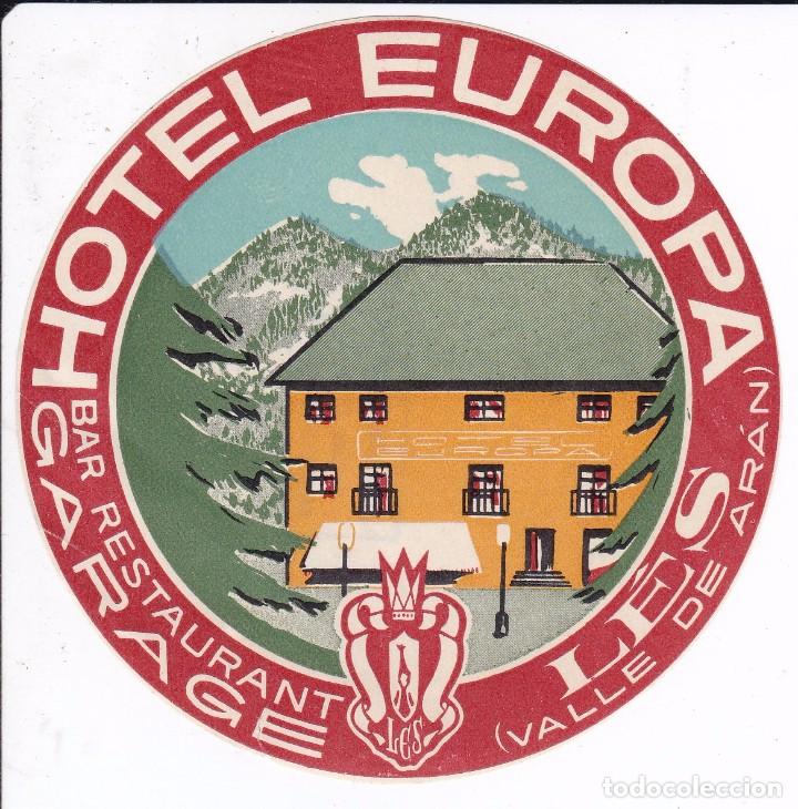 Etiquetas antiguas: ANTIGUA ETIQUETA DEL HOTEL EUROPA DE LES (VALLE DE ARAN -VALL D'ARAN)