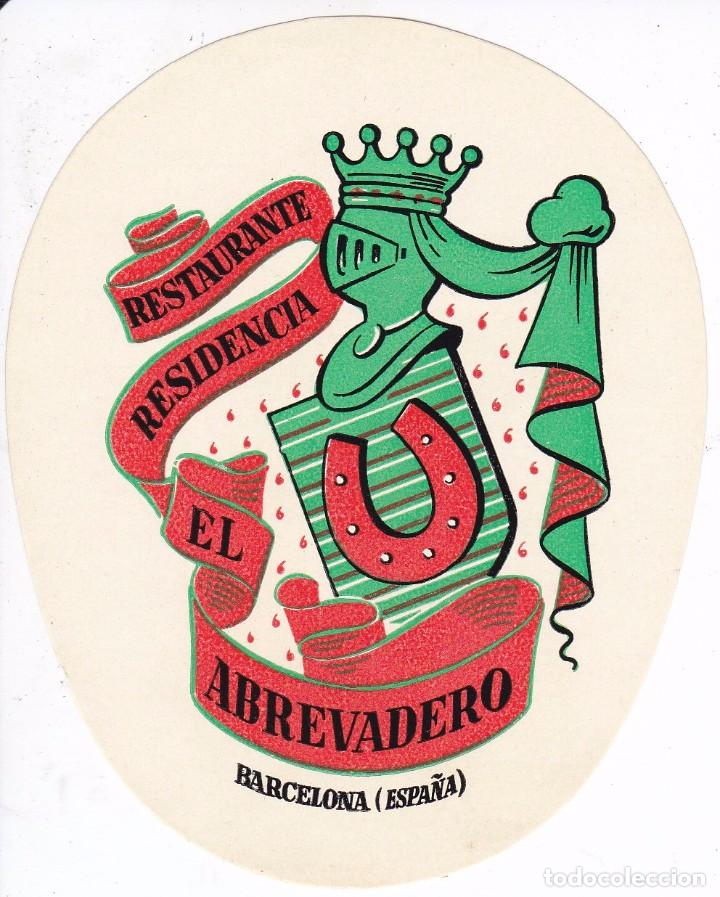 Etiquetas antiguas: ANTIGUA ETIQUETA DEL HOTEL ABREVADERO DE BARCELONA