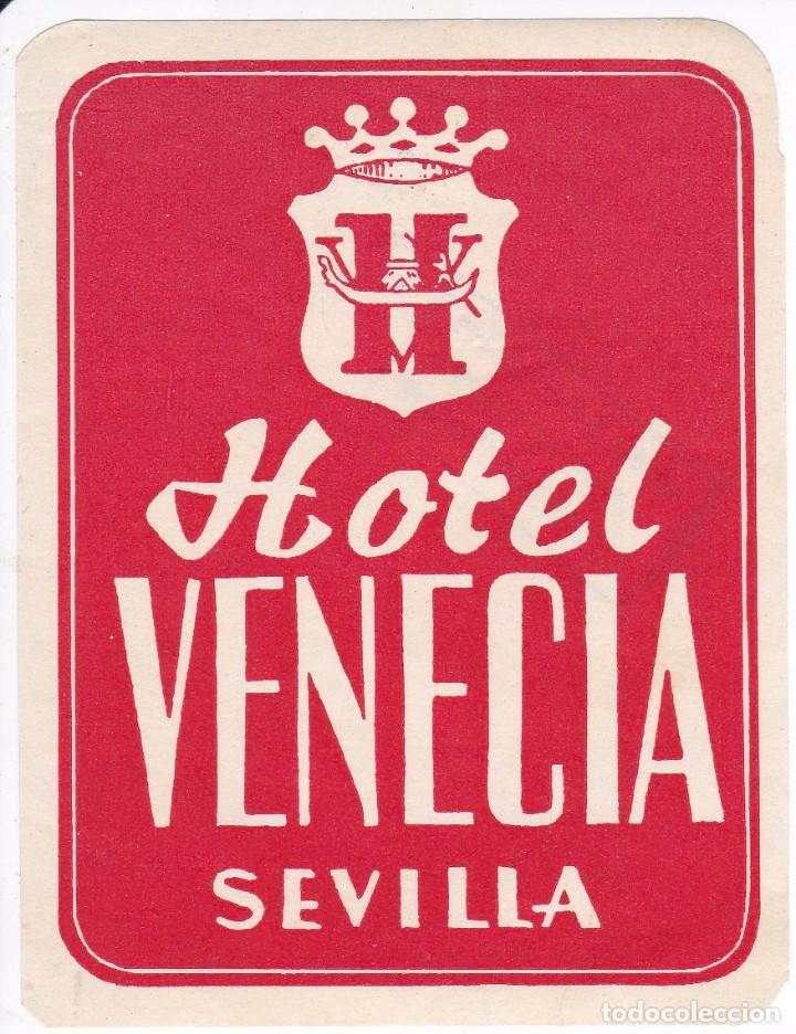 Etiquetas antiguas: ANTIGUA ETIQUETA DEL HOTEL VENECIA DE SEVILLA