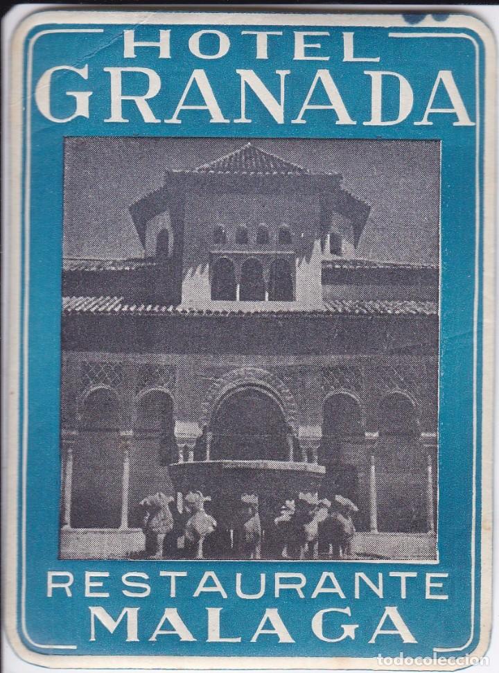 Etiquetas antiguas: ANTIGUA ETIQUETA DEL HOTEL GRANADA DE MALAGA
