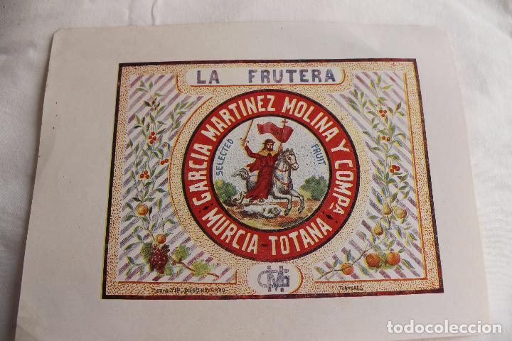 Etiquetas antiguas: ETIQUETA LA FRUTERA NARANJAS LIMONES, GARCIA MARTINEZ MOLINA Y CIA, TOTANA MURCIA