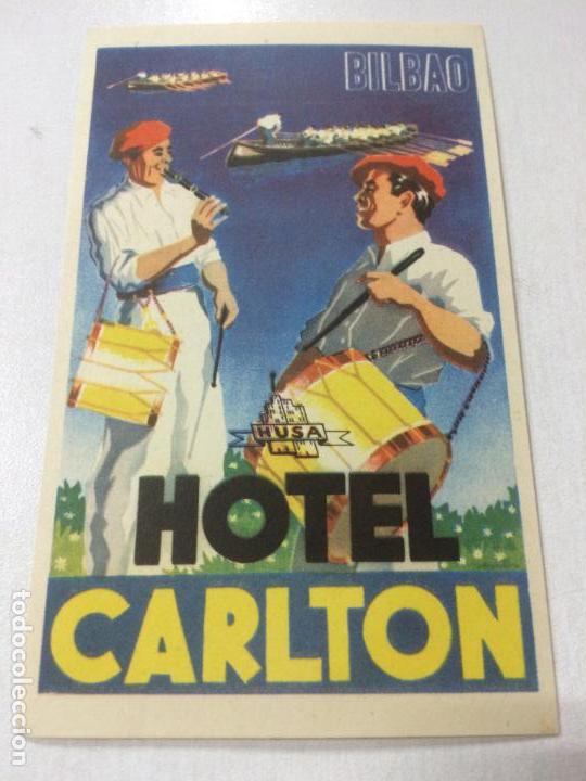 Etiquetas antiguas: ETIQUETA HOTEL CARLTON BILBAO HUSA LUGGAGE LABEL.