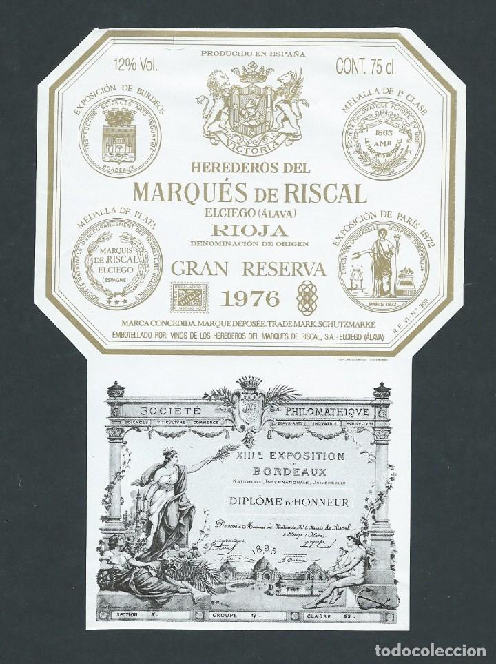 Etiquetas antiguas: antigua etiqueta vino marques de riscal gran reserva 1976 nueva!!