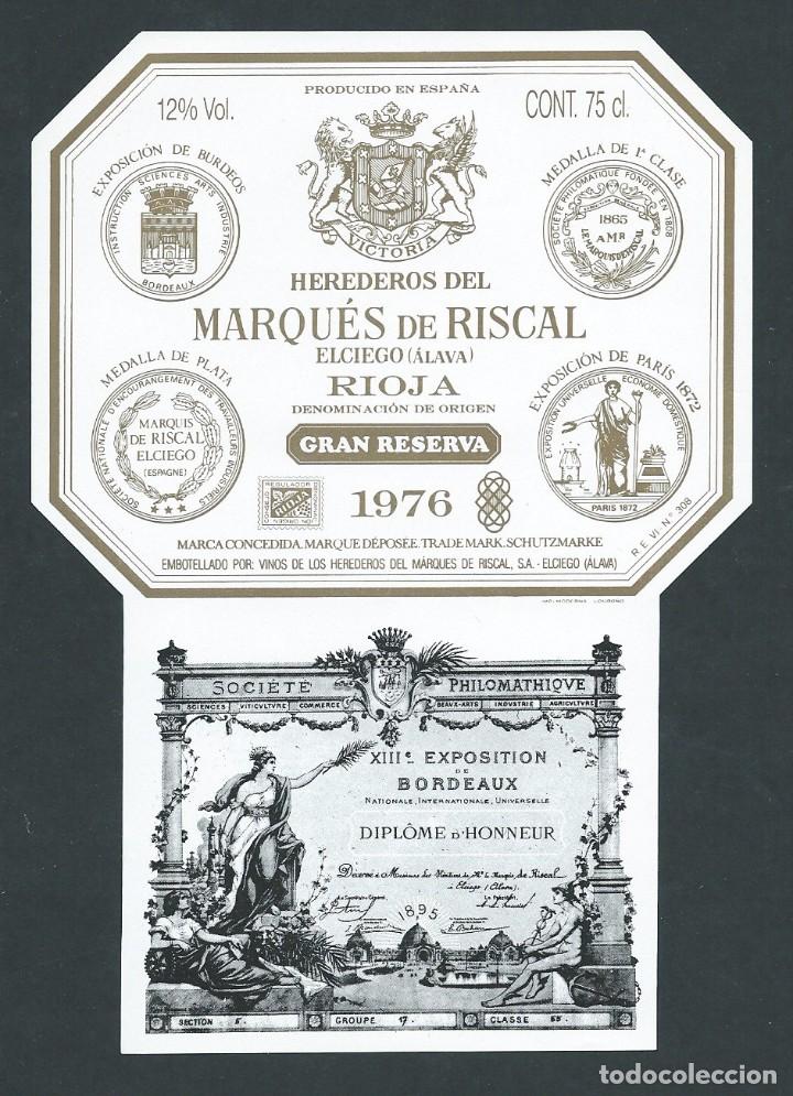 Etiquetas antiguas: antigua etiqueta vino marques de riscal gran reserva 1976 nueva!!