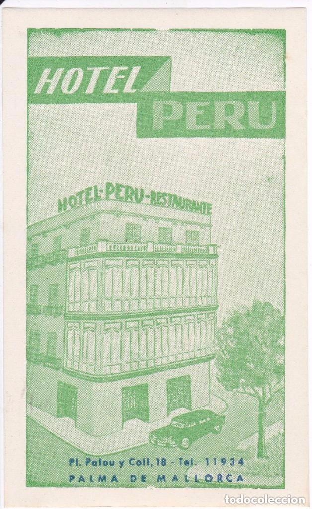 Etiquetas antiguas: ANTIGUA ETIQUETA DEL HOTEL PERU DE PALMA DE MALLORCA