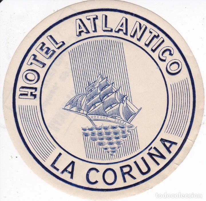 Etiquetas antiguas: ANTIGUA ETIQUETA DEL HOTEL ATLANTICO DE LA CORU&Ntilde;A (BARCO-SHIP)