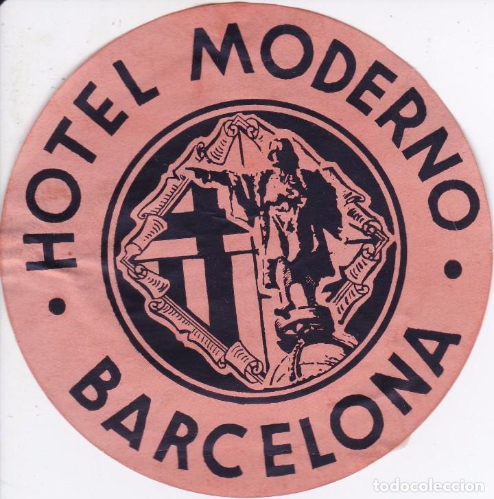 Etiquetas antiguas: ANTIGUA ETIQUETA DEL HOTEL MODERNO DE BARCELONA (COLON)