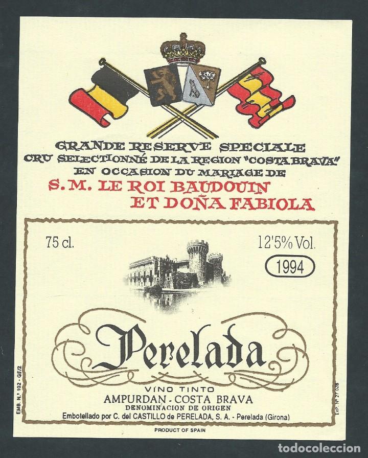 Etiquetas antiguas: antigua etiqueta perelada vino de mesa 1994 girona