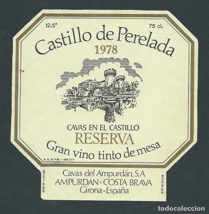 Etiquetas antiguas: antigua etiqueta castillo de perelada gran vino de mesa 1978 girona