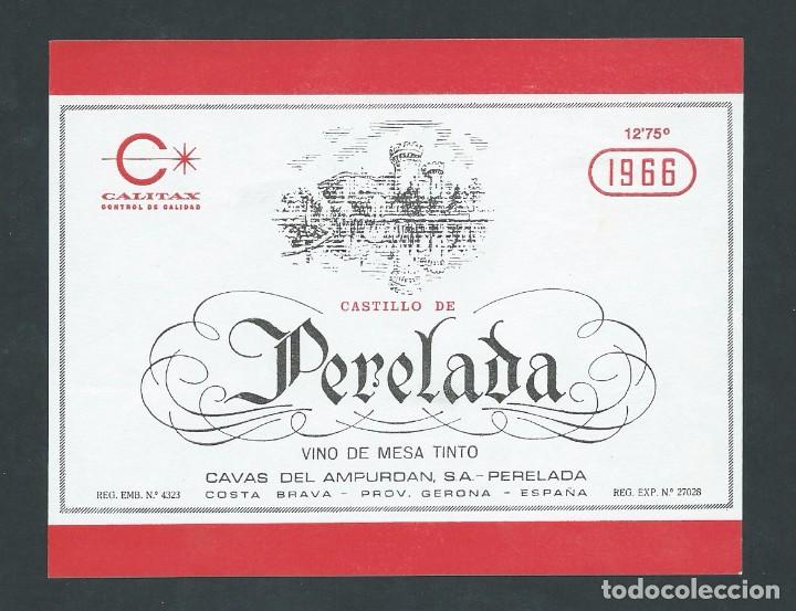 Etiquetas antiguas: antigua etiqueta castillo de perelada gran vino de mesa 1966 girona