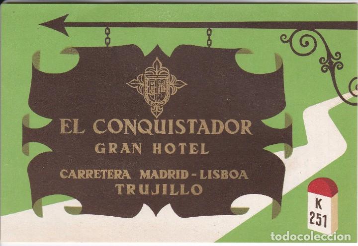 Etiquetas antiguas: ANTIGUA ETIQUETA DEL HOTEL EL CONQUISTADOR DE TRUJILLO - CACERES