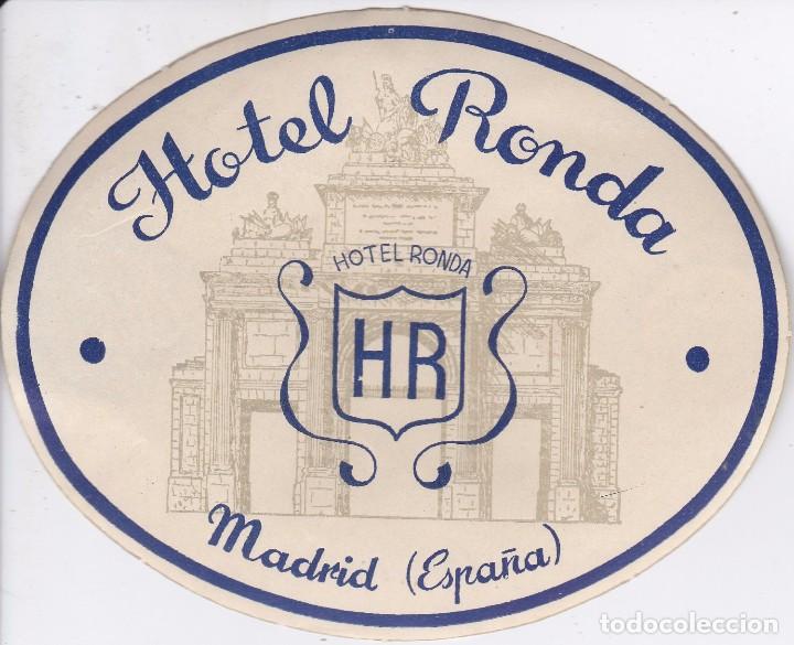 Etiquetas antiguas: ANTIGUA ETIQUETA DEL HOTEL RONDA DE MADRID