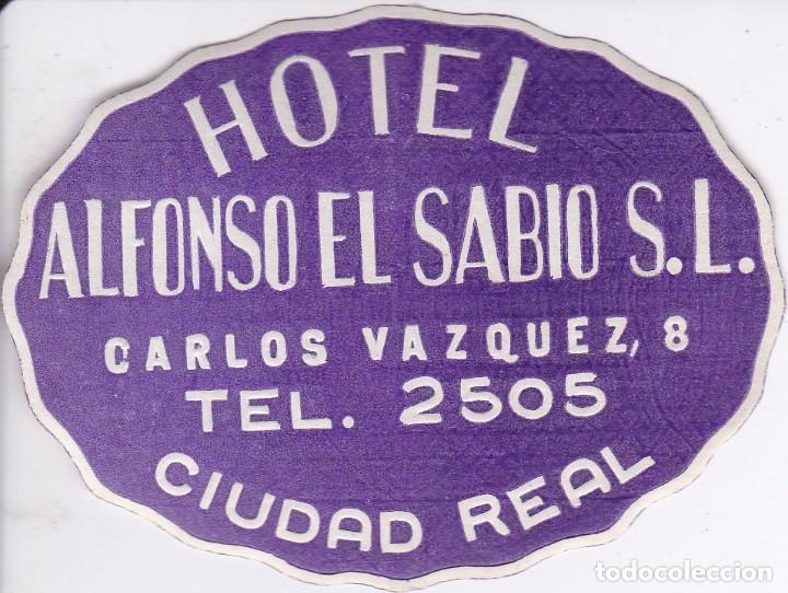 Etiquetas antiguas: ANTIGUA ETIQUETA DEL HOTEL ALFONSO EL SABIO DE CIUDAD REAL
