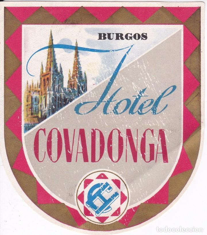 Etiquetas antiguas: ANTIGUA ETIQUETA DEL HOTEL COVADONGA DE BURGOS