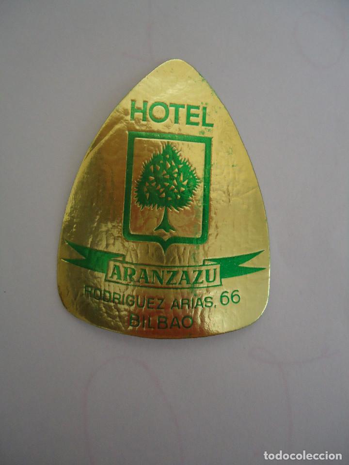 Etiquetas antiguas: ETIQUETA DEL HOTEL ARANZAZU DE BILBAO.