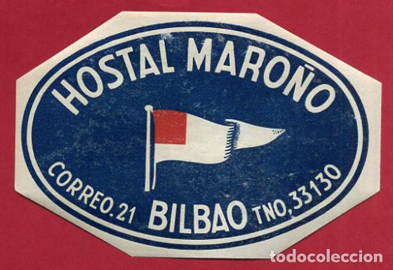 Etiquetas antiguas: ETIQUETA DE HOTEL MARO&Ntilde;O , BILBAO , ANTIGUA , ORIGINAL , EH226