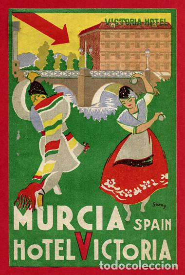 Etiquetas antiguas: ETIQUETA DE HOTEL VICTORIA , MURCIA , ANTIGUA , ORIGINAL , EH235