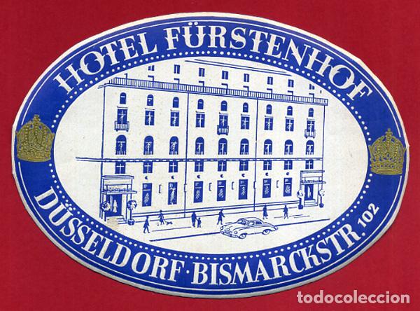 Etiquetas antiguas: ETIQUETA DE HOTEL FURSTENHOF , DUSSELDORF BISMARCKSTR , ANTIGUA , ORIGINAL , EH305B