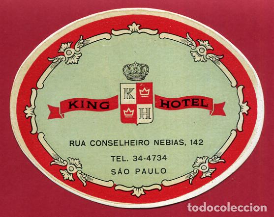 Etiquetas antiguas: ETIQUETA DE HOTEL KING , SAO PAULO , BRASIL , ANTIGUA , ORIGINAL , EH306