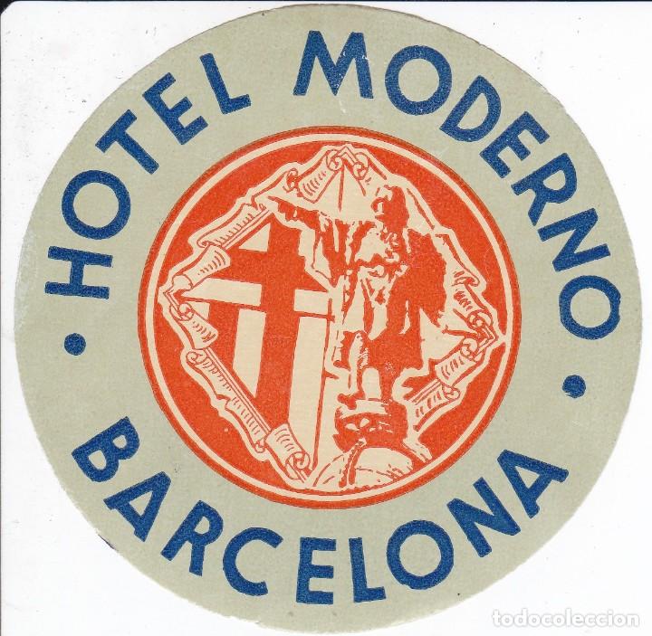 Etiquetas antiguas: ANTIGUA ETIQUETA DEL HOTEL MODERNO DE BARCELONA