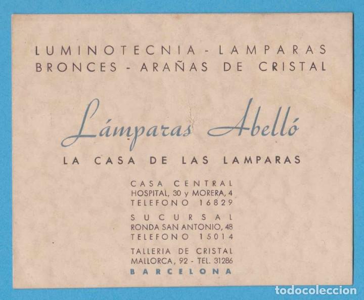 Etiquetas antiguas: L&Aacute;MPARAS ABELL&Oacute;. LA CASA DE LAS L&Aacute;MPARAS. BARCELONA. TARJETA COMERCIAL