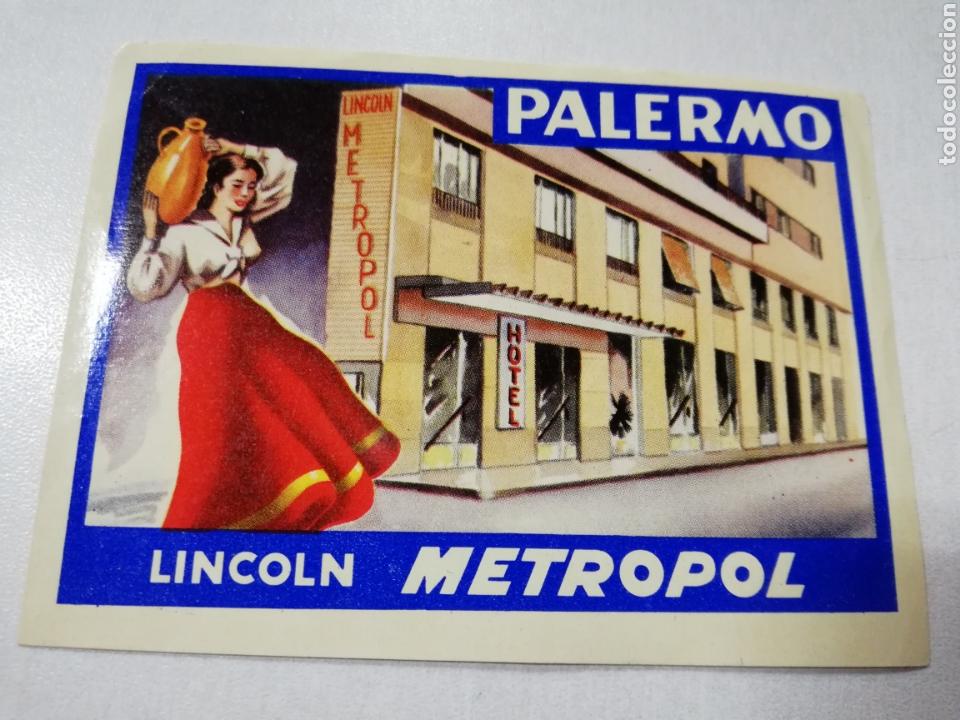 Etiquetas antiguas: ETIQUETA HOTEL LINCOLN METROPOL PALERMO ITALIA LUGGAGE LABEL 10.30x8 cm