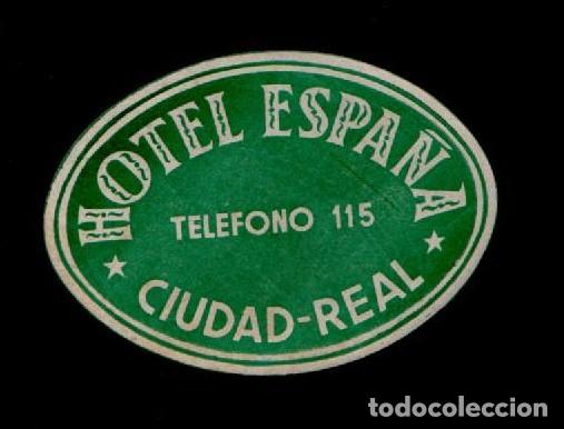 Etiquetas antiguas: C15-2 Etiqueta HOTEL ESPA&Ntilde;A  de Ciudad Real tama&ntilde;o  10 x 7.5 cm.