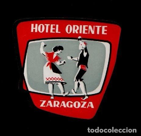 Etiquetas antiguas: C15-2 Etiqueta HOTEL ORIENTE de ZARAGOZA tama&ntilde;o 9 x 8.5 cm