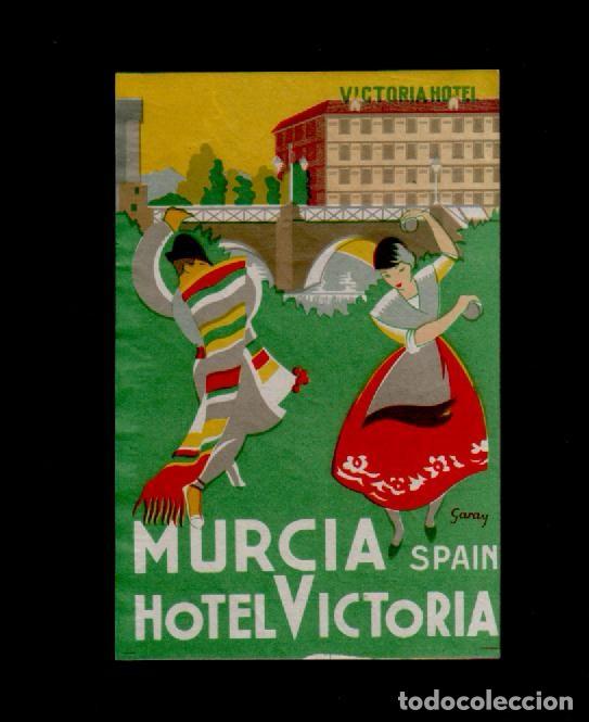 Etiquetas antiguas: C15-2 Etiqueta HOTEL VICTORIA  de Murcia tama&ntilde;o  9.5 x 14 cm.