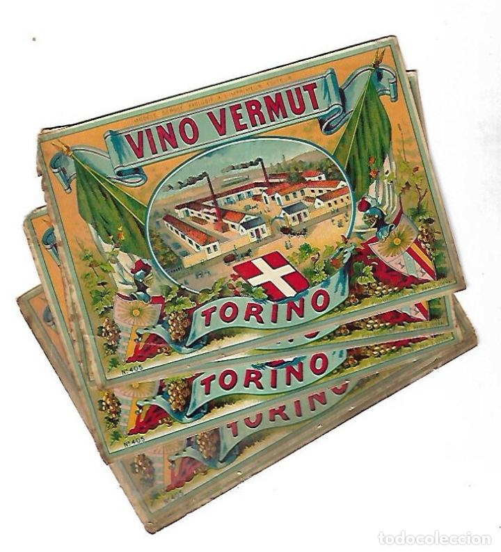 Etichette antiche: LOTE DE 5 ETIQUETAS. VINO VERMUT. TORINO. 14 X 10CM