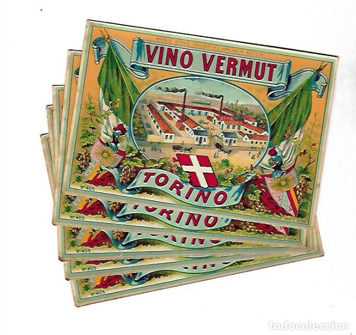 Old Labels: LOTE DE 5 ETIQUETAS. VINO VERMUT. TORINO. 14 X 10CM