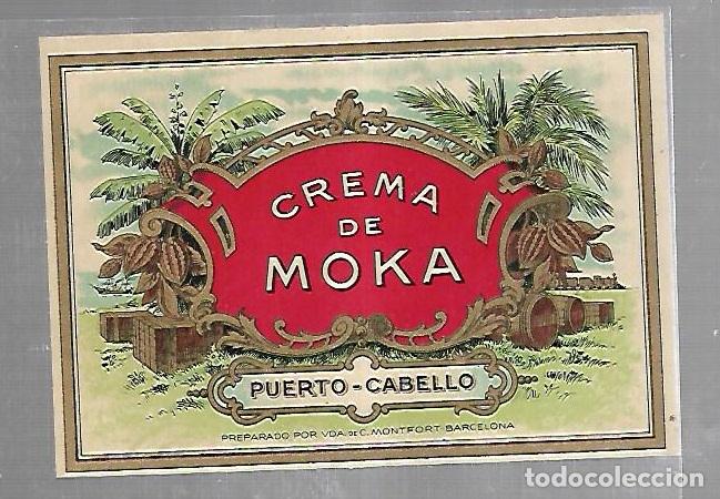 Alte Etiketten: ETIQUETA. PUERTO CABELLO. CREMA DE MOKA. 13 X 9CM