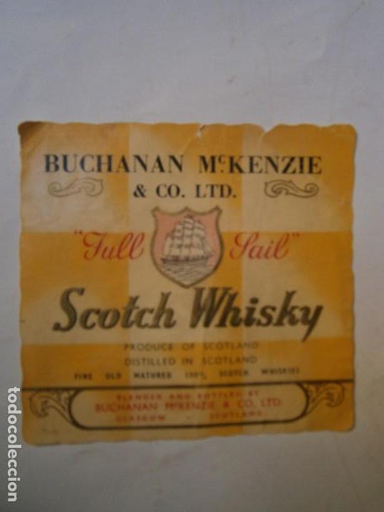 Etiquetas antiguas: LIBROS VINOS LICORES PUBLICIDAD ETIQUETA BUCHANAN MC KENZIE SCOTH WHISKY 10,5X10 CM