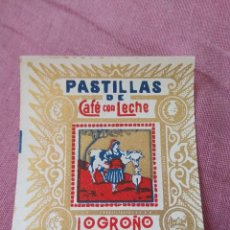 Etiquetas antiguas: ETIQUETA PASTILLAS DE CAFÉ CON LECHE LOGROÑO. Lote 113481775