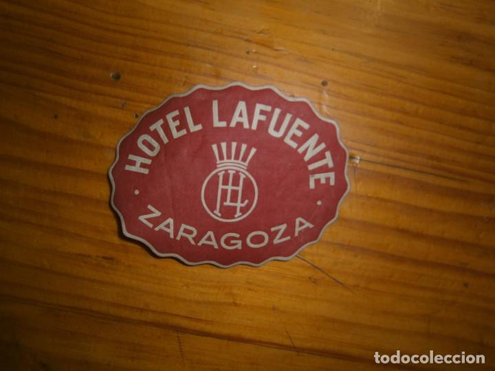 Etiquetas antiguas: hotel la fuente zaragoza preciosa etiqueta publicidad a&ntilde;os 50 60 dificil de conseguir buen estado