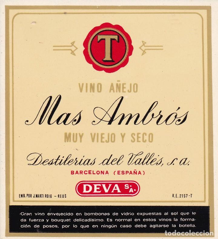 Etiquetas antiguas: Vino Mas Ambr&oacute;s Barcelona